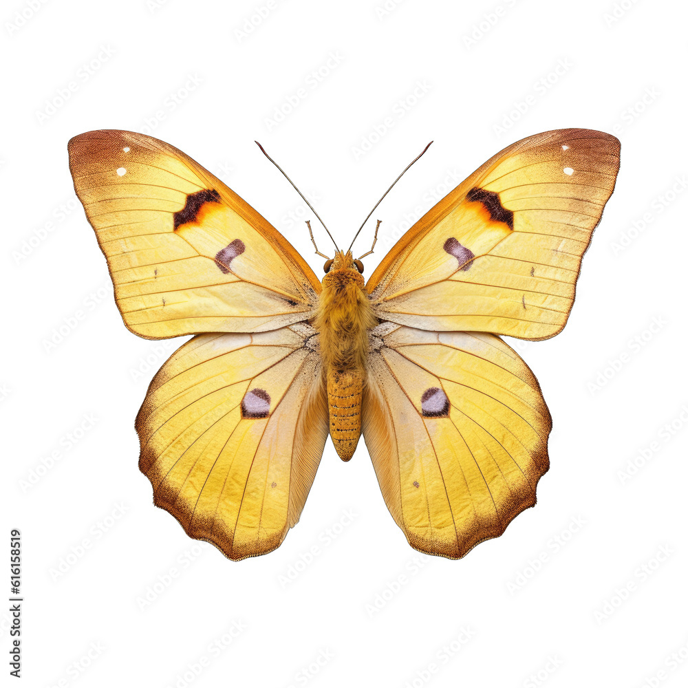 Pale clouded yellow butterfly - Colias hyale. Transparent PNG. Generative AI Pale clouded yellow butterfly - Colias hyale. Transparent PNG. Generative AI