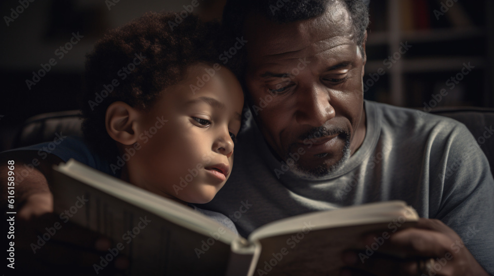 Father and son reading a book Father and son reading a book