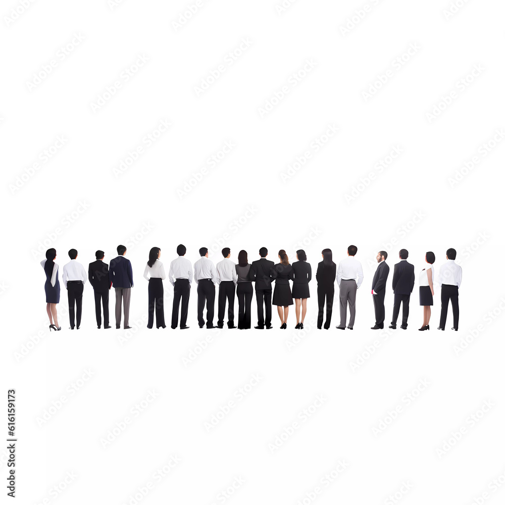 Rear view of business group standing in row Rear view of business group standing in row