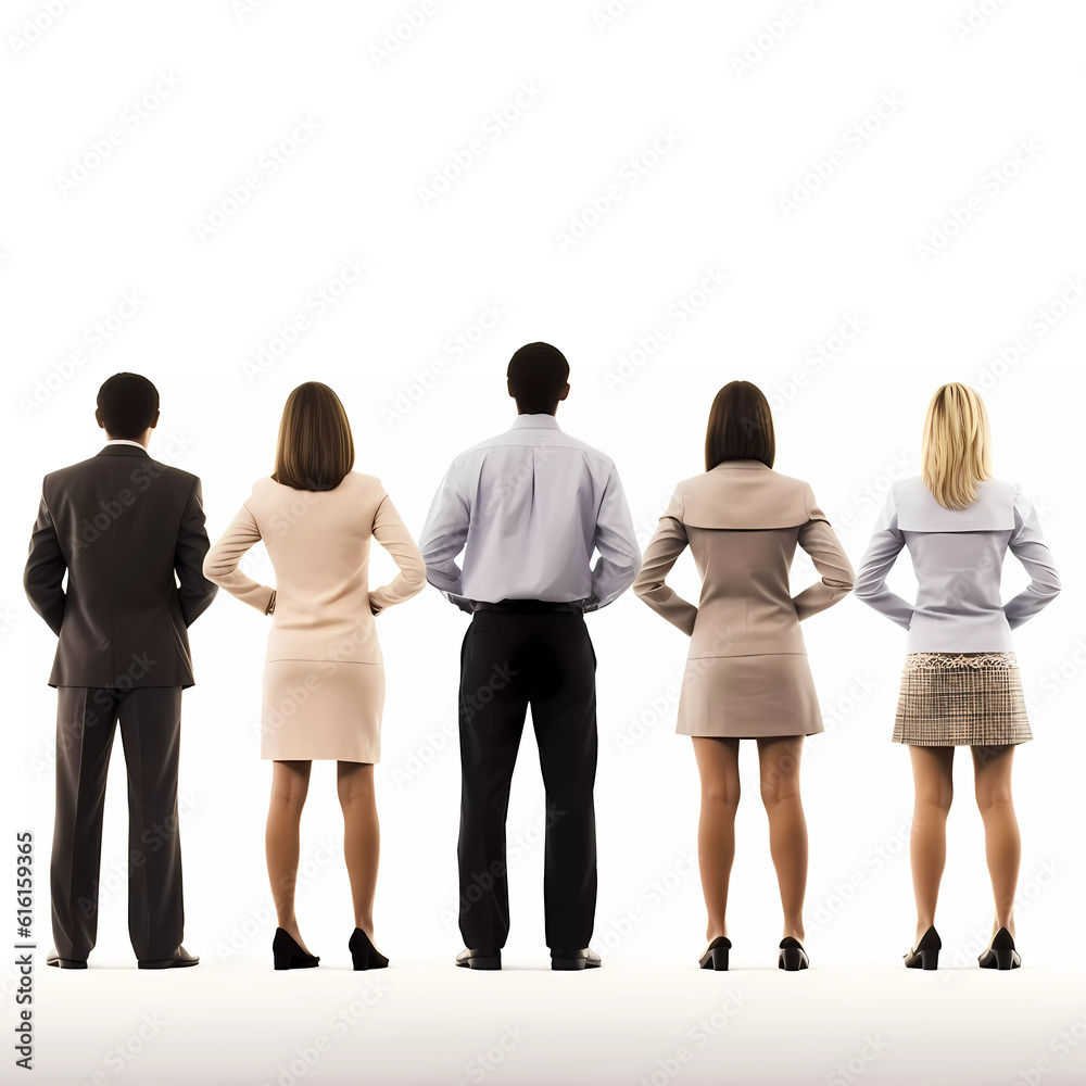 Obraz premium Rear view of business group standing in row