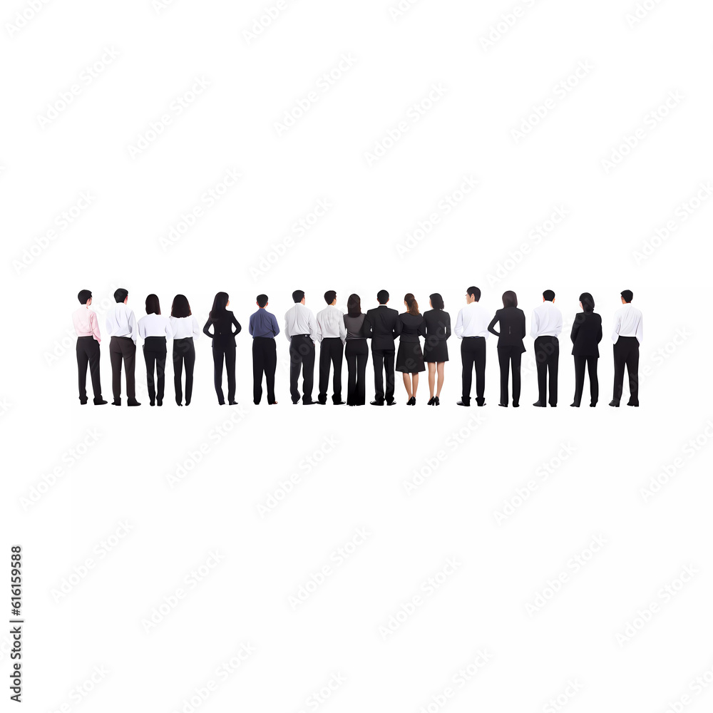 Rear view of business group standing in row Rear view of business group standing in row