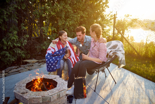 A Family's Marshmallow Roasting Extravaganza with Patriotic Spirit