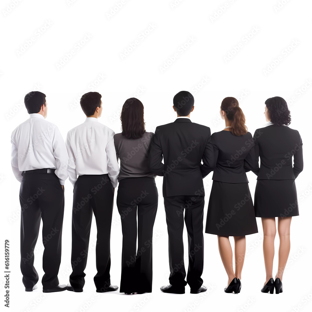 Obraz premium Rear view of business group standing in row