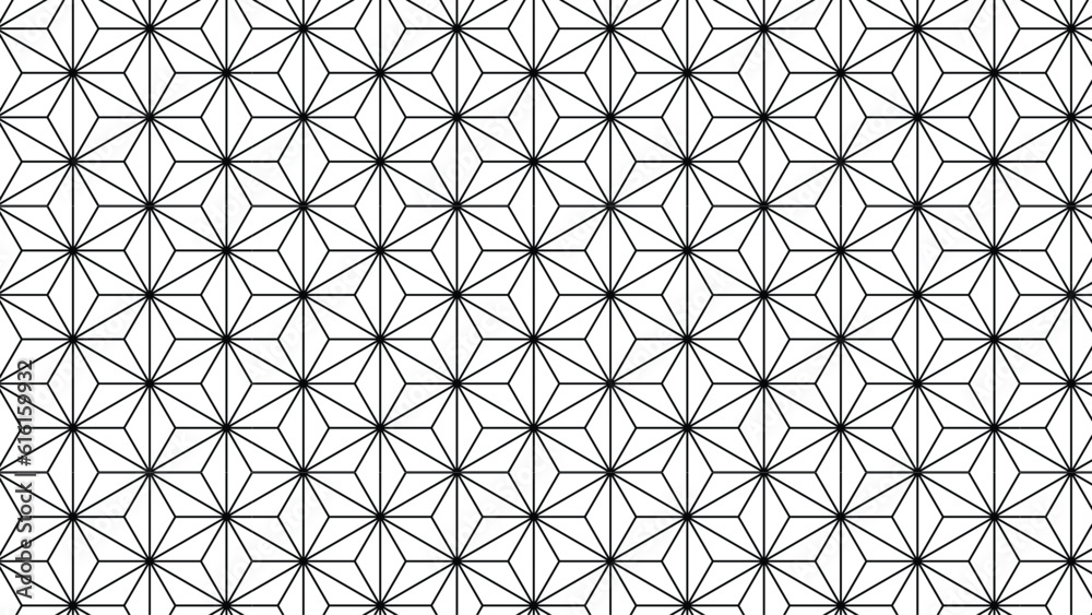 Abstract asanoha Hemp leaves background, black and white seamless pattern, traditional Japanese pattern, abstract traditional Asian style concept background. Vector illustration Abstract asanoha Hemp leaves background, black and white seamless pattern, traditional Japanese pattern, abstract traditional Asian style concept background. Vector illustration
