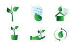 Eco icon design, Environmental symbol, the green leaf is to preserve the forest, Globe shape is to plant trees to make the world green and sustainability of life.