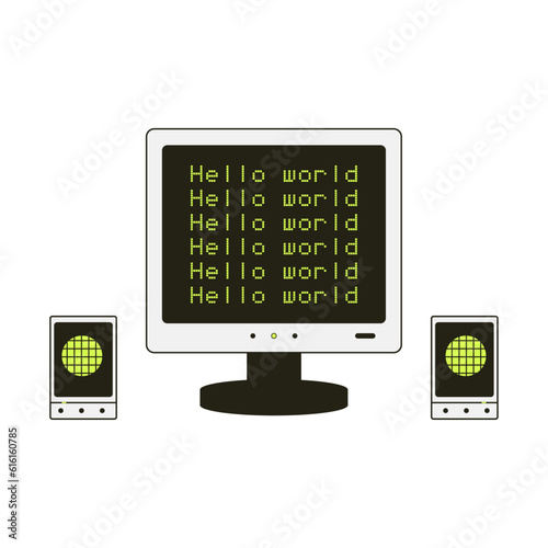 Vintage pc. Vector illustration. Isolated background. Flat style. Old computer aestethic element