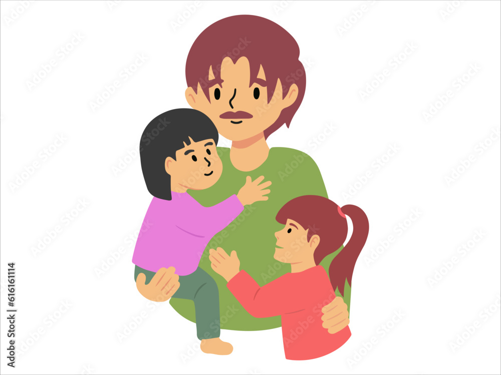 Father two Kid or People Character illustration Father two Kid or People Character illustration