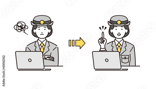 パソコンを使う警察官