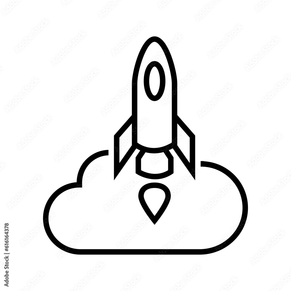 rocket launch and a cloud icon vector rocket launch and a cloud icon vector