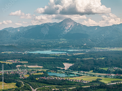 Lake Faak, Faaker See with the Mittagskogel in the Background and Silber See in the Foreground