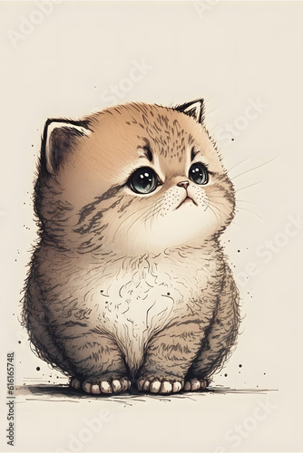 Cute cat realistic illustration. Generative AI illustration