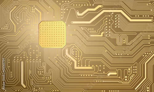 A gold vector illustration of a computer processor