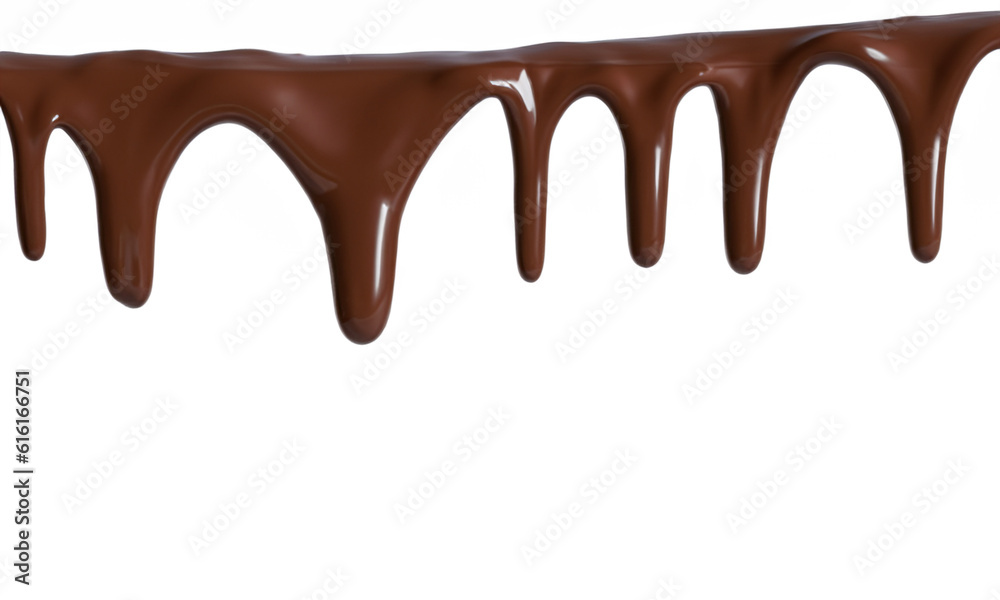 Melted chocolate drip. Milk chocolate liquid texture. Flowing creamy