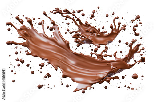 Chocolate Splash. Element for the production of packaging for chocolate bars, yogurts, biscuits, chocolate drinks, among other products.