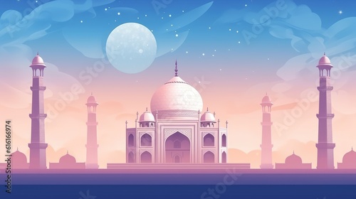 Ancient Mosque Illustration Ramadan Background