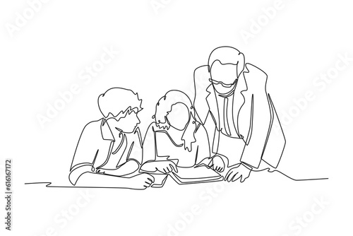 Continuous one line drawing off to university concept. Single line draw design vector graphic illustration.