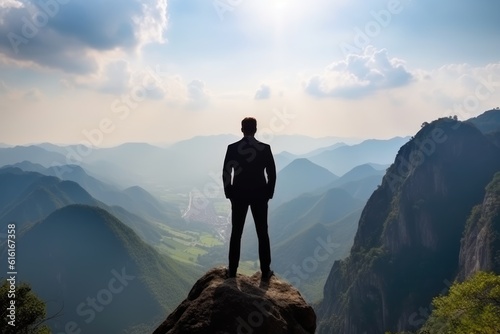 Confident Businessman at the Summit of a Mountain © Exotic Escape
