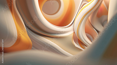 Orange And White Swirly Pattern Painting With Yellow And White Center And Curved Line - Unique Abstract Art For Creative Projects And Design Needs 3D Generic Animation Motion Frame Generative AI