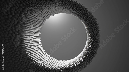 Captivating Circular Sculpture With Light And Shadow Effects In A Dark And White Background | Stock Photo 3D Still Motion Animation Frame Generative AI
