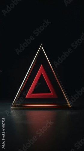 Red Triangle On Black Background With Red Light: Striking Graphic Design Element For Your Project 3D Still Motion Animation Frame Generative AI
