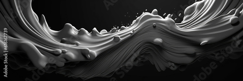 Dynamic Black And White Photo Of Liquid Flowing Down A Swirling Wall Wavy Patterns On Dark And White Backgrounds - Modern Art And Design Projects 3D Still Motion Animation Frame Generative AI