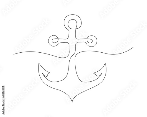 Fotografering Continuous one line drawing of anchor marine
