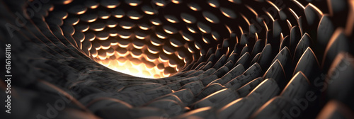 Discover The Enchanting Beauty Of A Mysterious Tunnel With A Striking Light Center And Mesmerizing Circles Inside,  Glowing Lights And Circles Of Circles 3D Still Motion Animation Generative AI