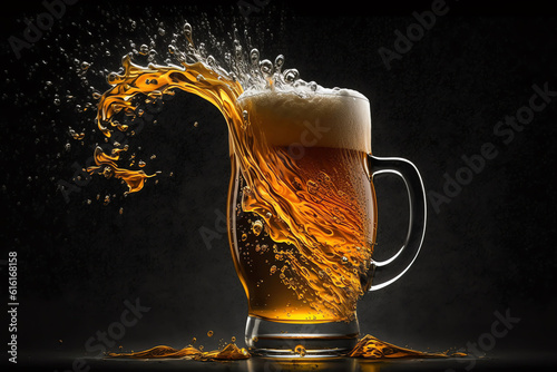 Photo Glass of beer with splash
