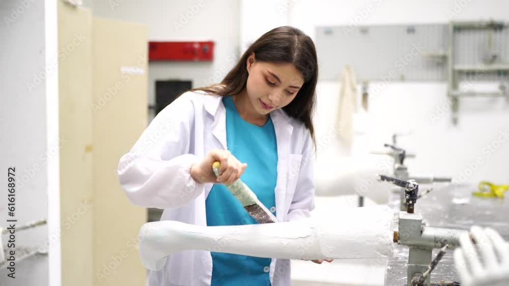 Orthopedic technician making prosthetic part. Artificial hand prosthetic robotic. Prosthesis bionic Orthopedic technician making prosthetic part. Artificial hand prosthetic robotic. Prosthesis bionic