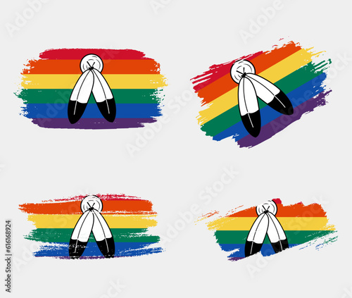 Two Spirited pride Flag painted with brush on white background. LGBT rights concept. Modern pride parades poster. Vector illustration	
