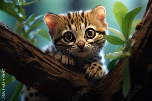 The Ocelot (Leopardus paralis) also known as the painted Leopard, McKenney s Wildcat, Jaguatriea, Jaguarete, Tigrillo Cunaguaro Manigordo. photo