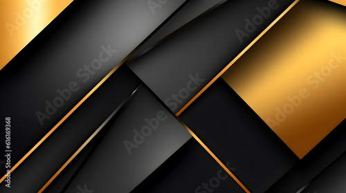 Abstract background geometric black and gold shiny. 