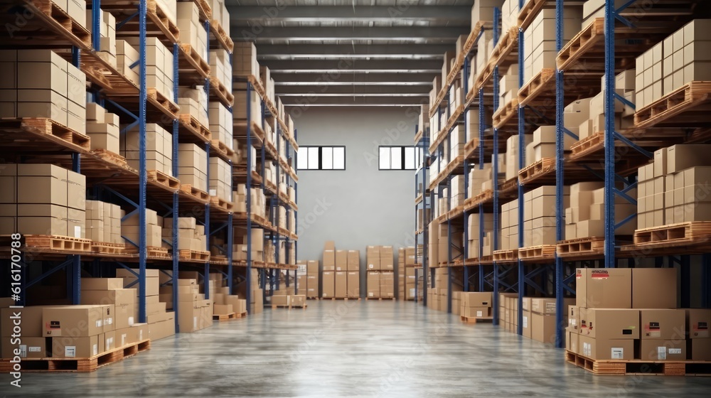 Warehouse or Storage with Cardboard Boxes and Shelves Warehouse or Storage with Cardboard Boxes and Shelves