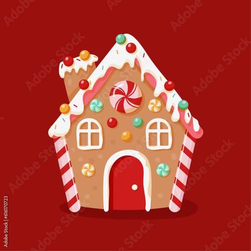 Cartoon gingerbread house vector illustration