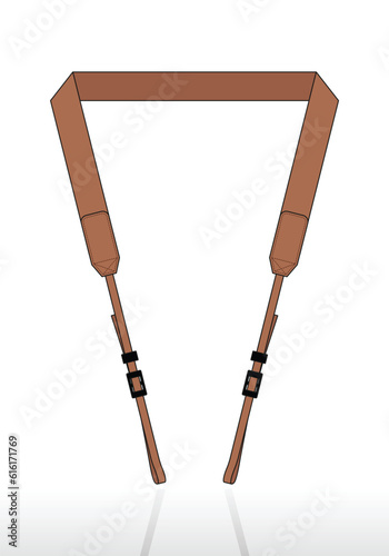 Leather Camera Strap Template On White Background, Vector File