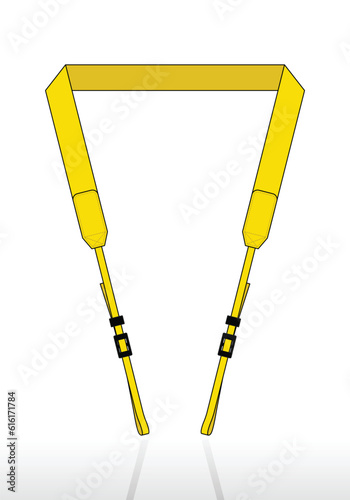 Yellow Camera Strap Template On White Background, Vector File