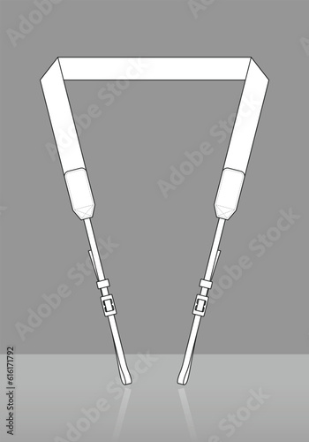 White Camera Strap Template On Gray Background, Vector File