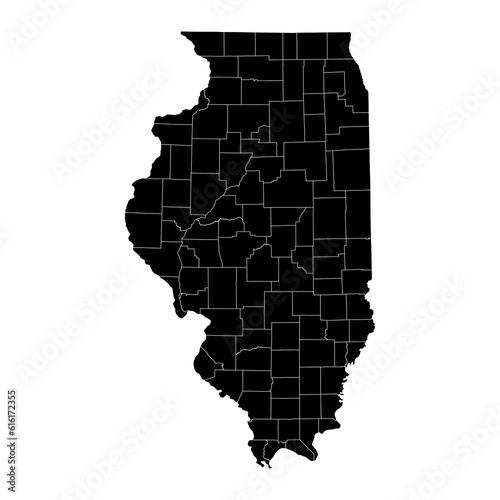 Illinois state map with counties. Vector illustration.