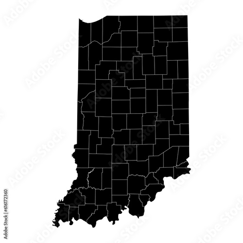 Indiana state map with counties. Vector illustration.