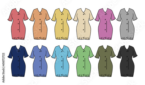 ミニ丈のワンピースのイラストセット