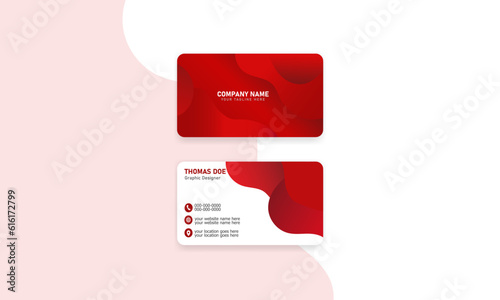 Unique Corporate visiting card design red gradient and digital vector. 