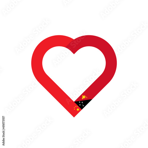 Free Download unity concept. heart ribbon icon of china and papua new guinea flags. vector illustration isolated on white background - GFXLoad