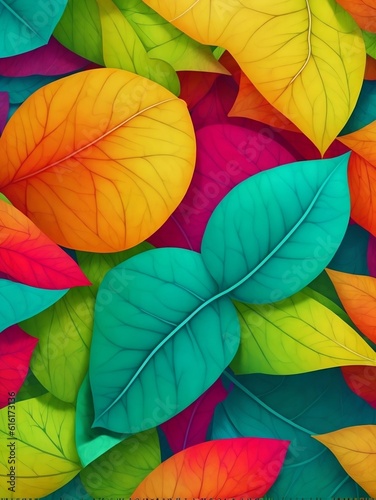 Seamless patterns of real leaves Nature's Beauty in Vibrant Colors