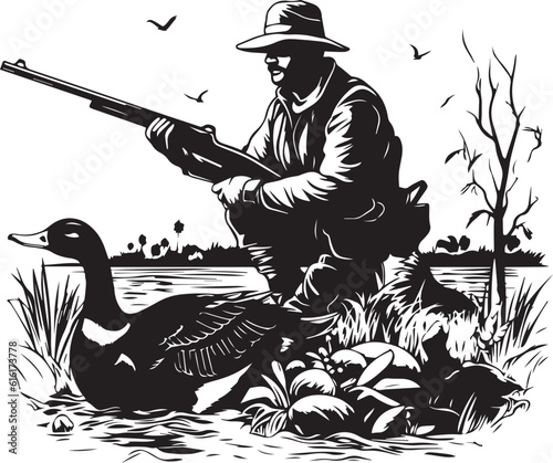 Hunting logo, hunting duck, Vector Illustration, SVG