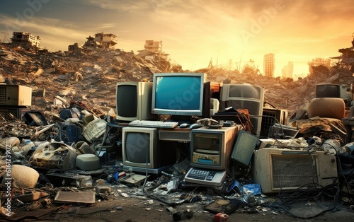 A world where e-waste has created a toxic landscape. photo
