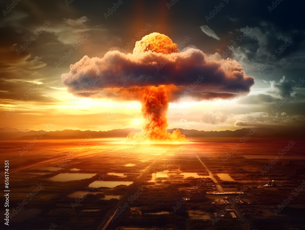 a nuclear explosion from the height of a bird's flight, the vast expanse of the landscape stretches beneath