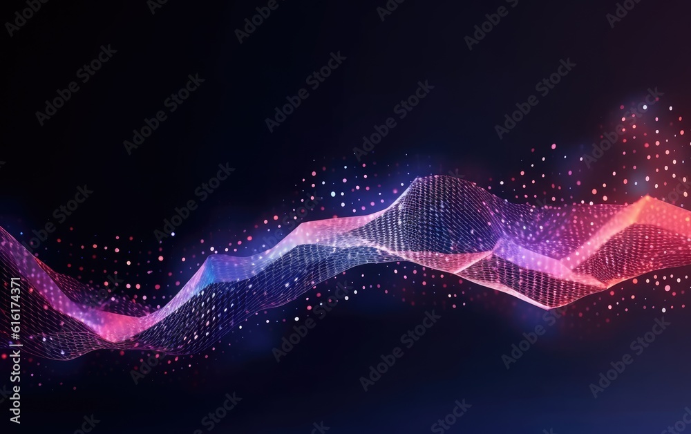 Concept of AI technology illustration neon light music waves. Concept of AI technology illustration neon light music waves.
