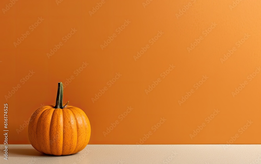 A pumpkin on an orange background. A pumpkin on an orange background.