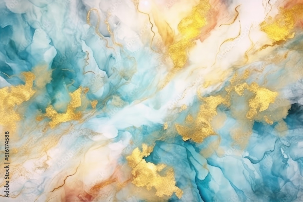 The watercolor background is a trendy mix of colorful marble. (Illustration, Generative AI)