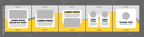 set of creative carousel or microblog templates for social media posts. social media template with yellow theme